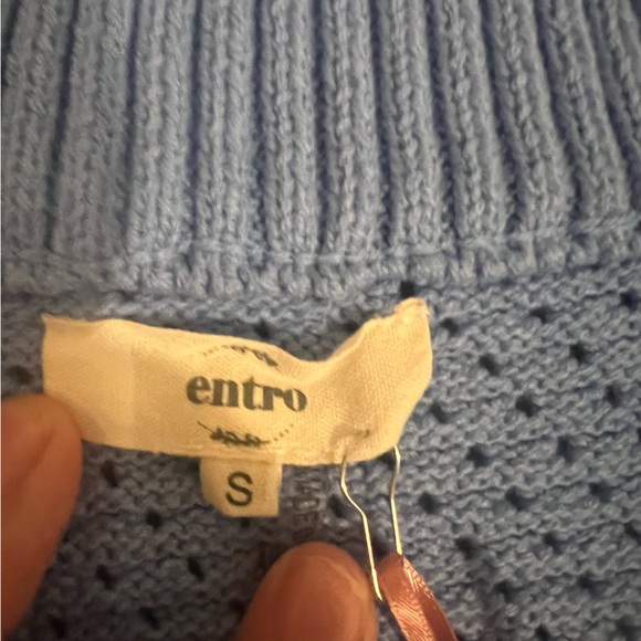Entro Blue Knit Half Zip Sweater Vest Sleeveless NWT Size Small - Picture 2 of 4